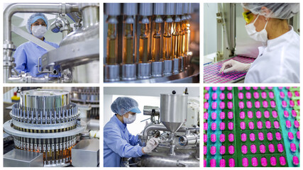 Pharmaceutical and Medicine Manufacturing Photo Collage 
