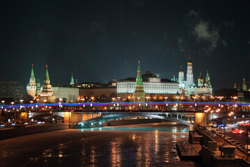Fototapeta na wymiar Russia, Moscow, 15.12.2012. view of the winter Kremlin at night