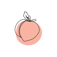 Peach icon in a line art style, juicy fruit isolated on white background with editable stroke.