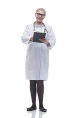 in full growth. the therapist writes a prescription for the patient