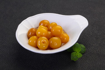 Yellow ripe cherry dessert