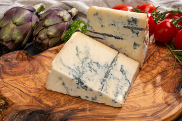 Cheese collection, Italian gorgonzola cheese made from unskimmed cow milk in Piedmont and Lombardy