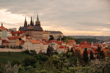 Obraz premium city castle and charles bridge