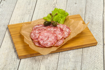 Spanish Salchichon sausage with salad