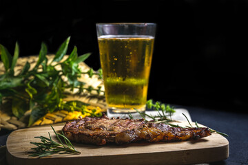 Grilled meat and beer