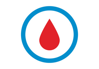 Icono del día de diabetes de gota roja con círculo azul. © Gabrieuskal