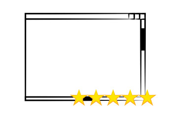 Icono de ventana de pagina web con 5 estrellas de puntuaci&oacute;n.