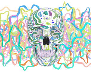 Abstract Skull Head with Worms, 3d illustration