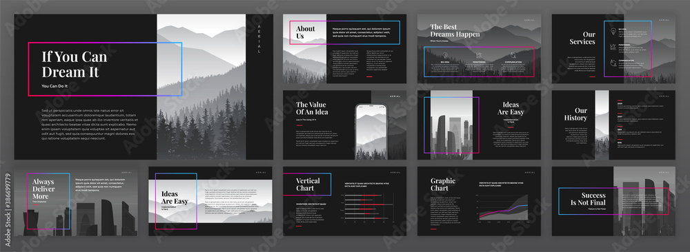 Wall mural modern powerpoint presentation templates set. use for modern keynote presentation background, brochu