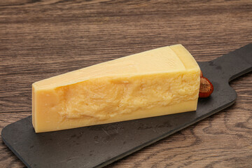 Tasty parmesan cheese with hazel nut