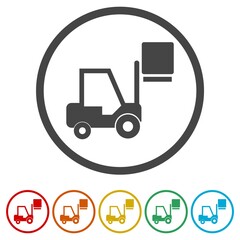 Forklift loader ring icon, color set