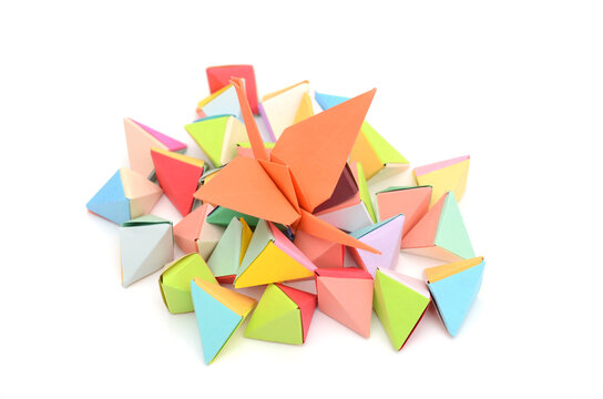 origami crane; origami tetrahedrons