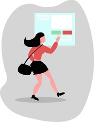Woman using website/mobile application. Vector illustration.