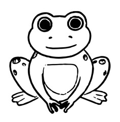Simple minimal kawaii children's style frog inked icon illustration vector design element isolated on a white background