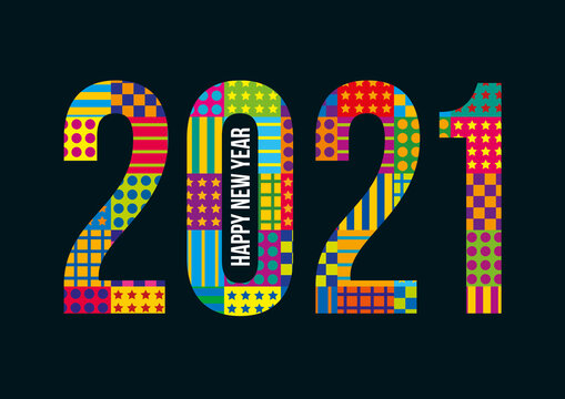 Carte de vœux 2021 multicolore pour souhaiter ses vœux pour la nouvelle année.
