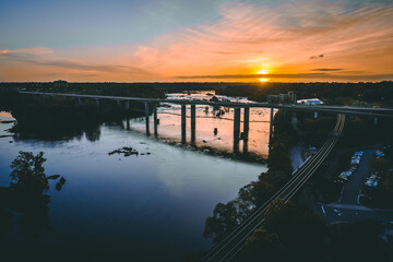 Sunset with Lee Bridge and Downtown Richmond