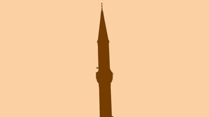 A minaret illustration, minaret silhouette on an ivory background