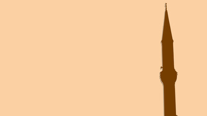 A minaret illustration, minaret silhouette on an ivory background
