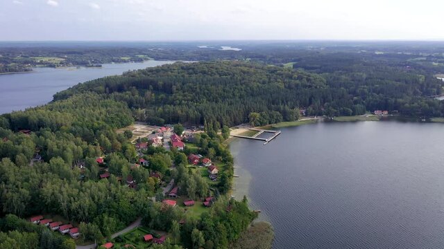 4K footage of Narie lake in Kretowiny village in Ilawa Lake District, in Warmia Mazury region of Poland