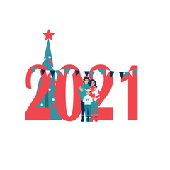 The inscription New Year 2021. vector illustration in flat style