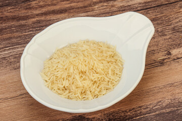 Raw basmati rice in the bowl