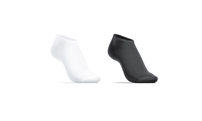 Blank black and white low cut socks on tiptoe mockup