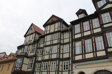 Quedlinburg. Historical city center. Ancient buildings.