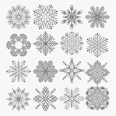 Vector collection of snowflake icons.