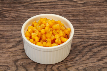Sweet corn seeds in the bowl