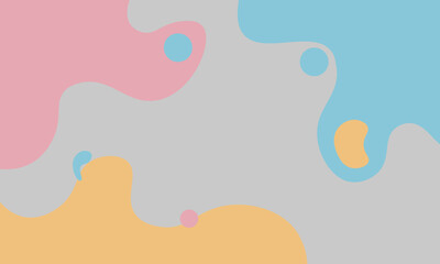 Abstract blue yellow and pink fluid pastel color on gray background.