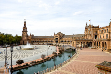 Obraz premium Plaza de Espana, Spanish square in the centre of Seville, Andalusia, Spain.