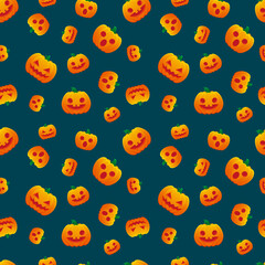 Halloween Pattern Jack O Lantern Pumpkin Evil Hushed Fool Vector Design Background