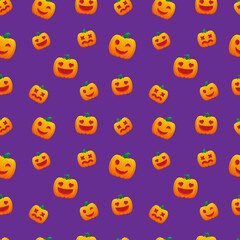 Halloween Pattern Jack O Lantern Pumpkin Love Wink Dizzy Vector Design Background