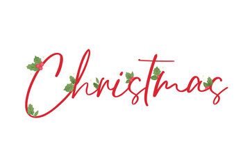 Merry Christmas Mistletoe Leaves, Merry Christmas Background, Merry Christmas Text, Holiday Greeting Card, Christmas Card, Vector Illustration Background