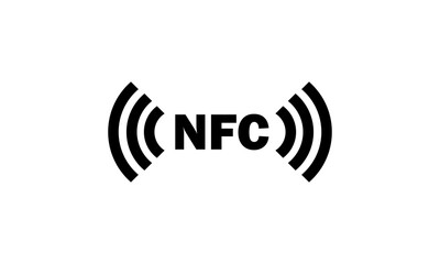 NFC icon in black. Wireless payment. Vector on isolated white background. EPS 10