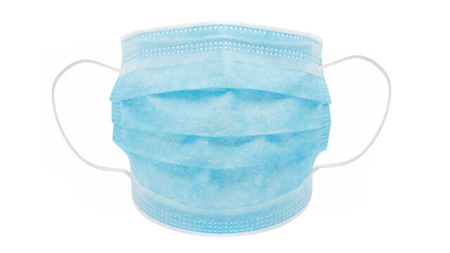 Surgical mask with rubber ear straps. Protection concept.