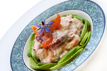 Fototapeta na wymiar Closeup of an appetizing exotic salad