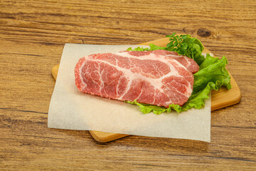 Raw pork meat neck steack