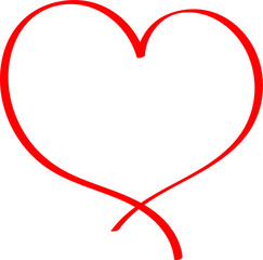 Red heart - doodle style outline for romantic valentines day greeting card. Vector graphic for web design, beautiful icon for cover.