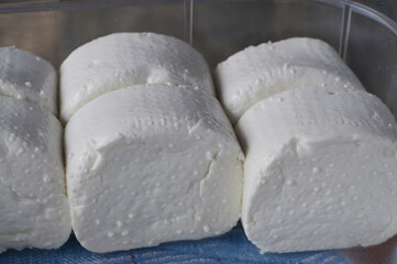 Typical formaggino cheese from Ticino, Switzerland