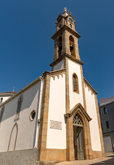 View of Saint Bartolomeu church in old town Cariño, in the Galicia region of Spain.