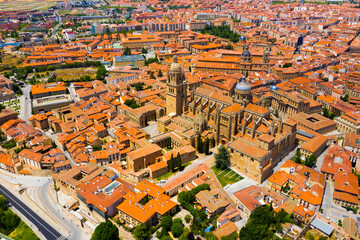 Obraz premium Aerial view of Salamanca Cathedral and historical center of city, Spain