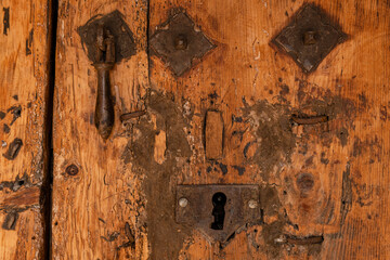 old lock, Romanesque church of Jodra del Pinar, San Juan Bautista ,  Guadalajara, Spain