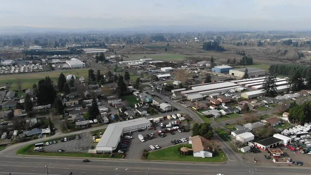 Aerial footage of industrial area
