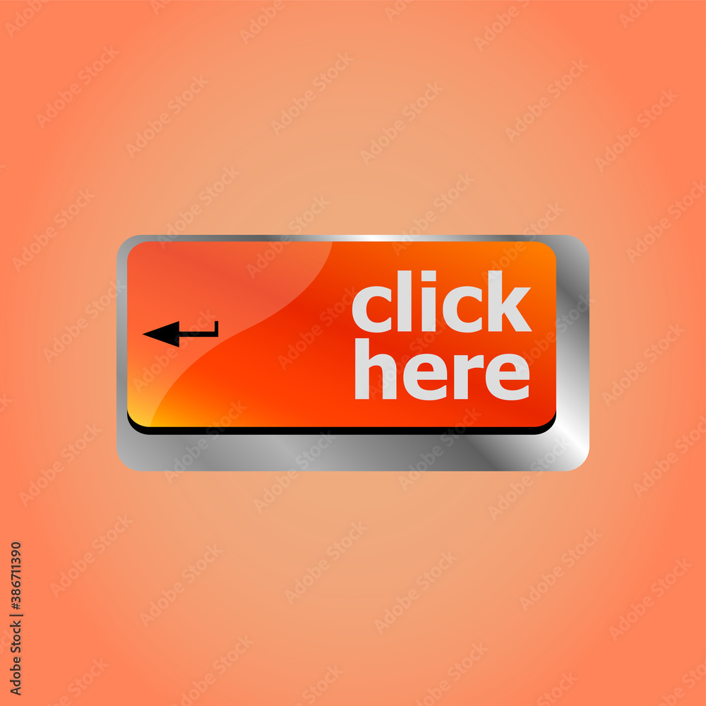 Poster keyboard key with click here button. internet concept