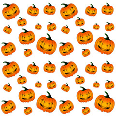 orange pumpkin halloween lantern with a sinister smile