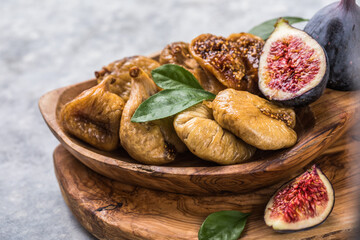 Obraz na płótnie Canvas Organic dried figs close up, vegetarian food background