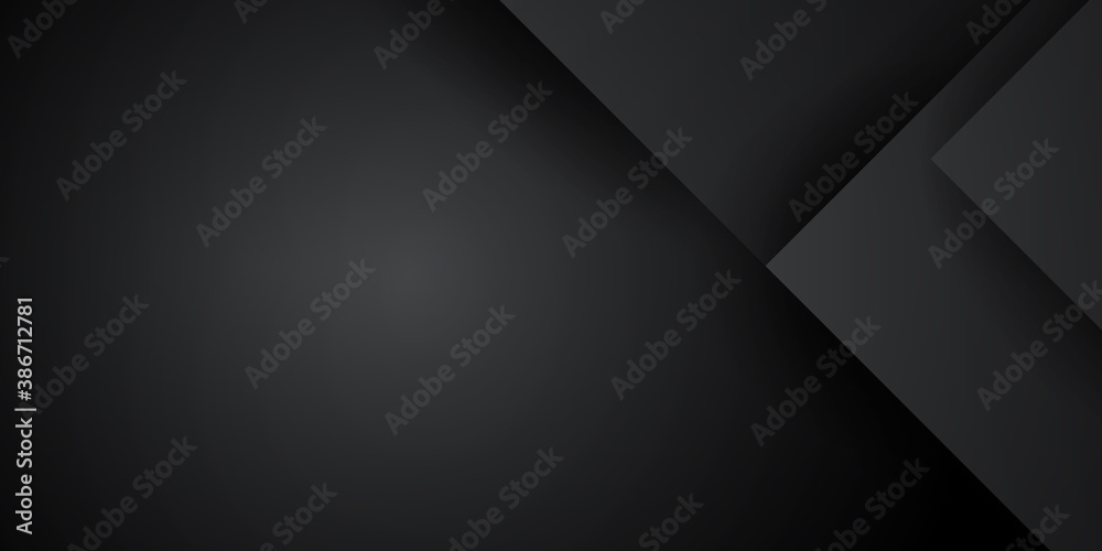 Wall mural black abstract presentation background with 3d overlap shadow layer