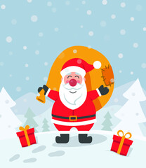 Merry Christmas greeting card with Santa Claus Vector image