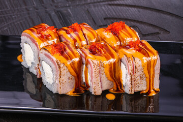 Japanese traditional roll with salmon
